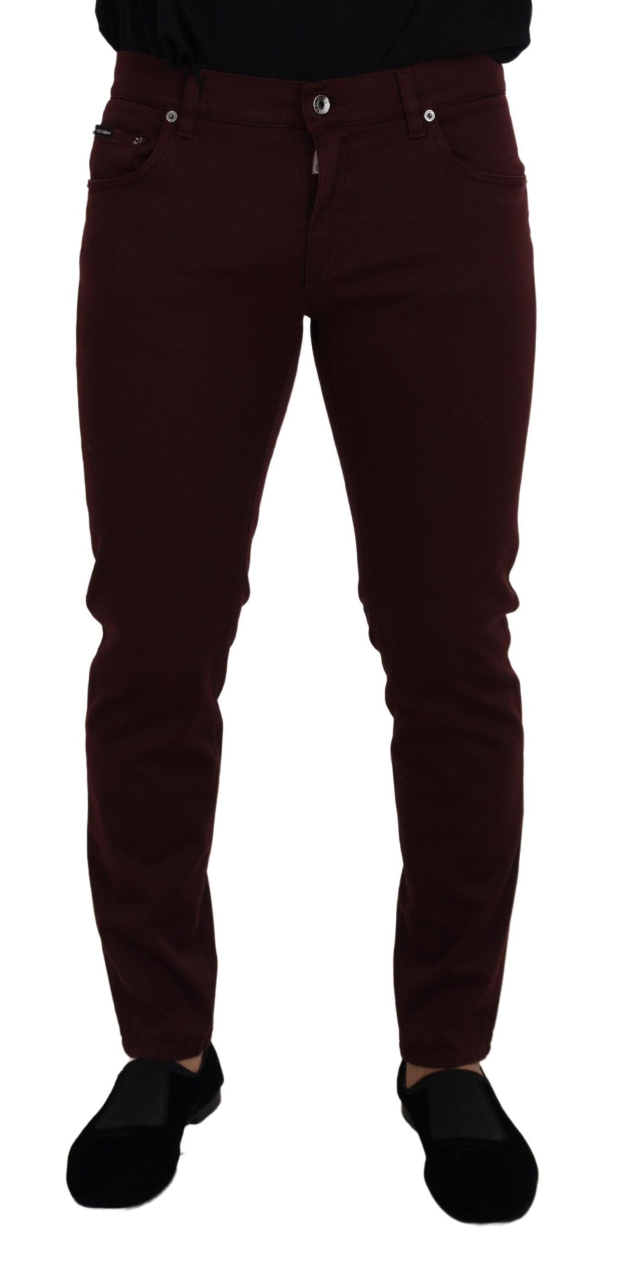 Slim Fit Bordeaux Jeans - Italienischer Luxus