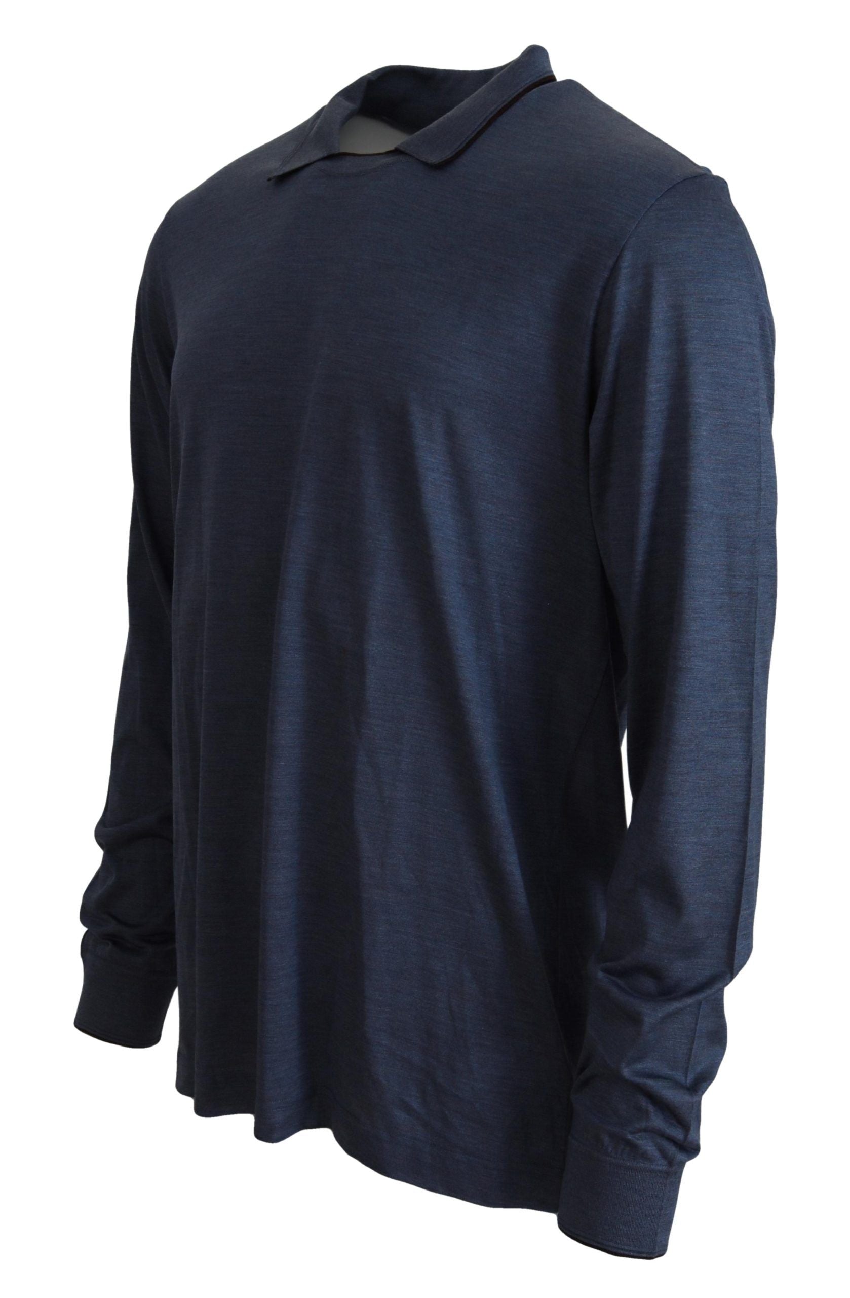 Edler Seiden-Polopullover in Blau