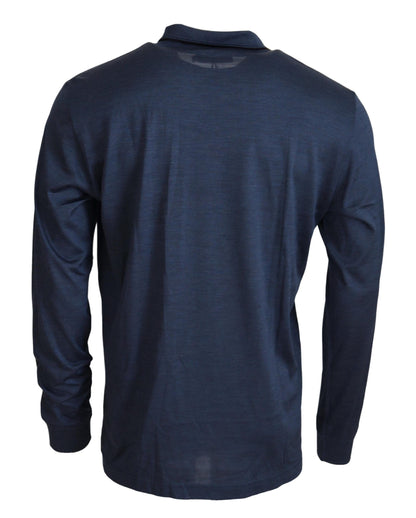 Edler Seiden-Polopullover in Blau