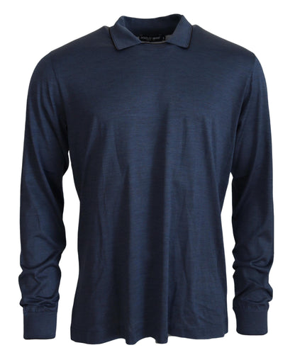 Edler Seiden-Polopullover in Blau