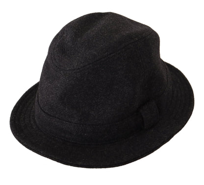 Eleganter grauer Trilby-Hut aus Wolle und Kaschmir