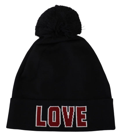 Elegante schwarze Beanie aus Schurwolle