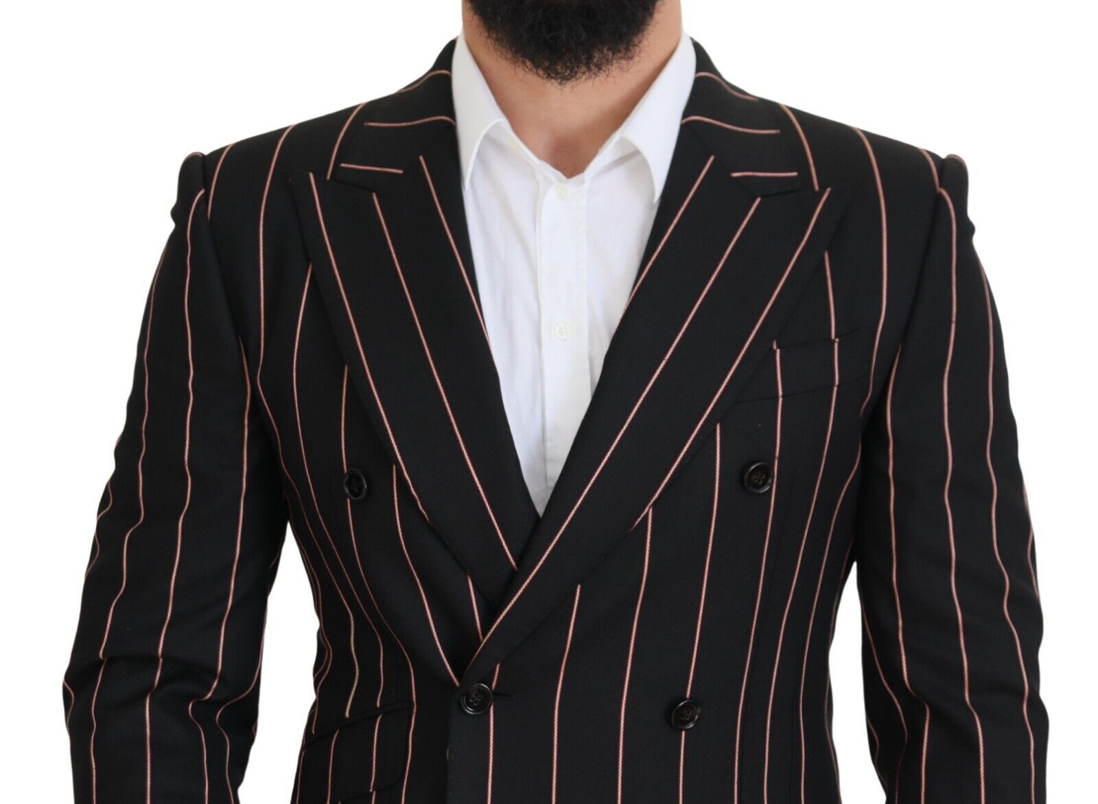 Eleganter zweireihiger schwarzer Blazer im Slim Fit