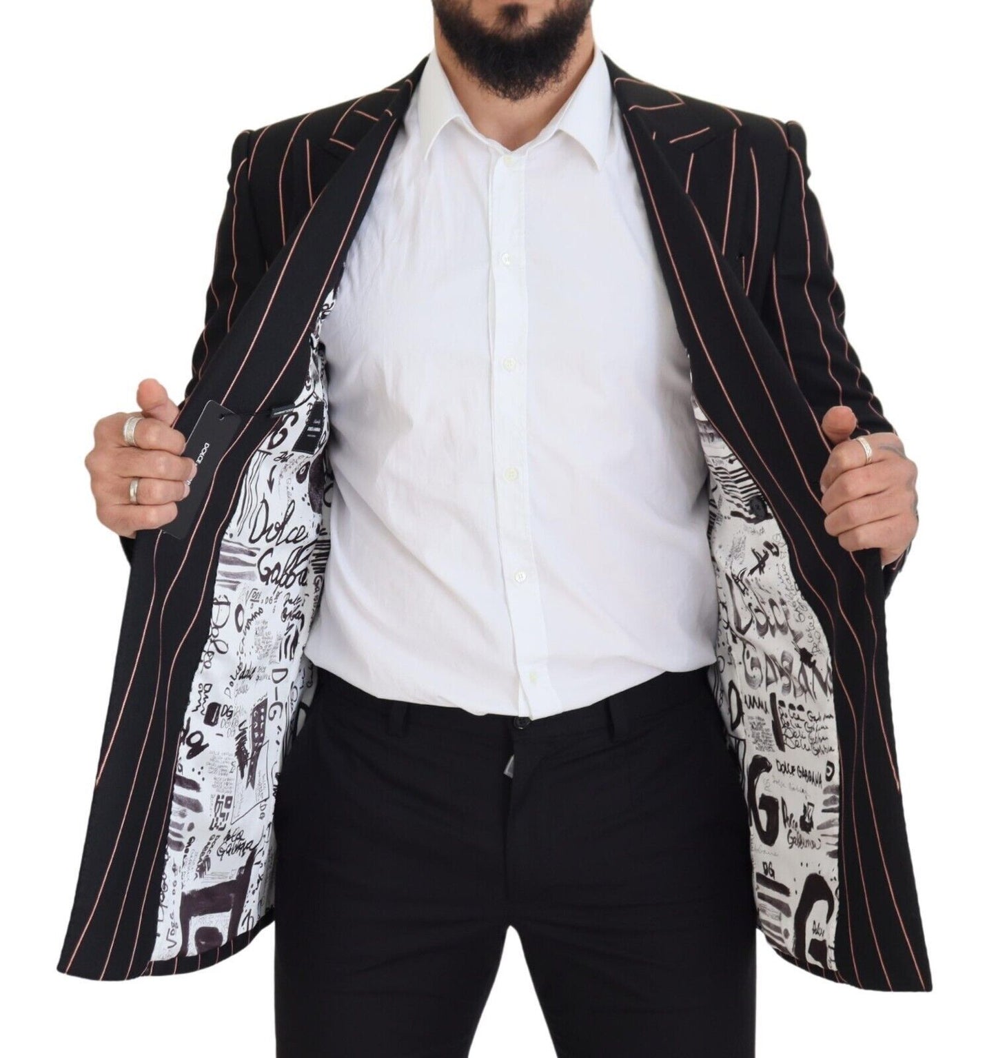 Eleganter zweireihiger schwarzer Blazer im Slim Fit