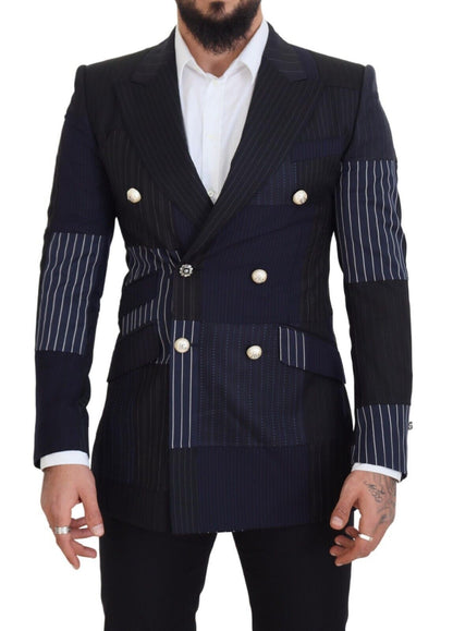 Eleganter, marineblauer, zweireihiger Blazer aus Wolle