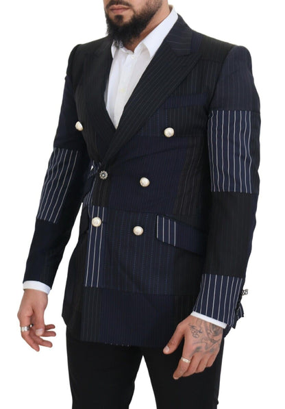 Eleganter, marineblauer, zweireihiger Blazer aus Wolle