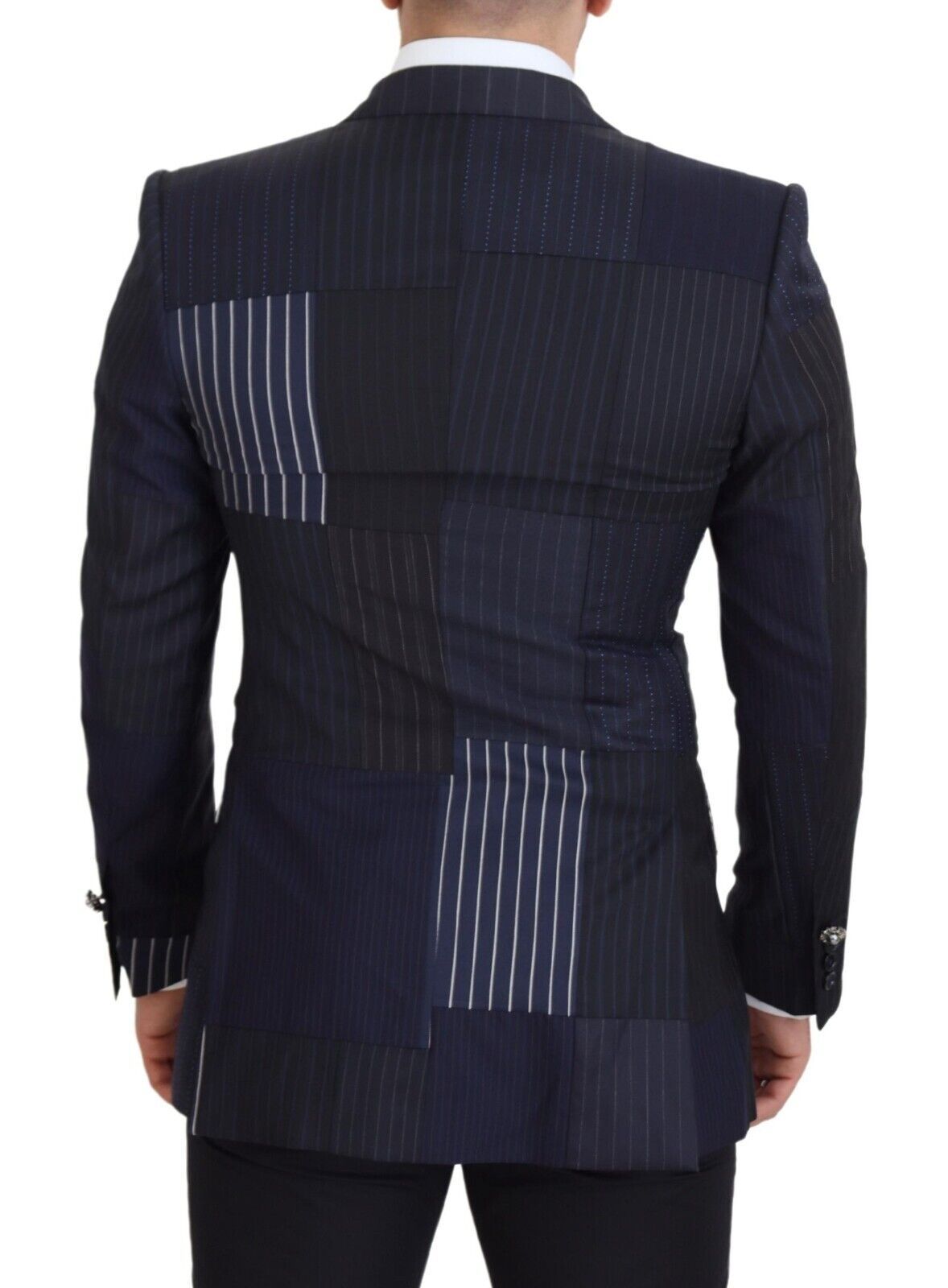 Eleganter, marineblauer, zweireihiger Blazer aus Wolle