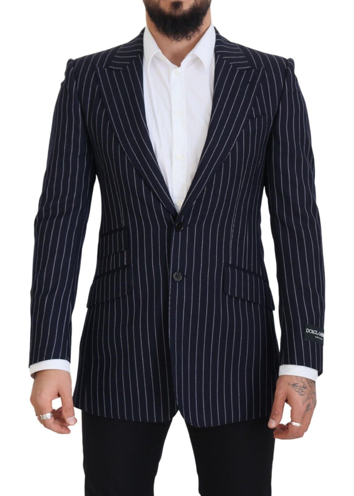 Eleganter, marineblauer Slim Fit Wollblazer