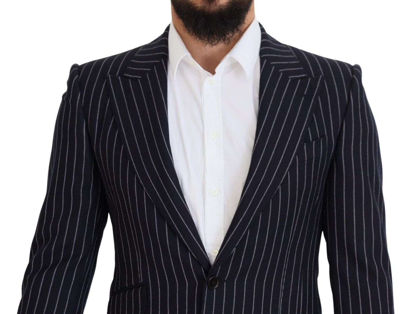 Eleganter, marineblauer Slim Fit Wollblazer