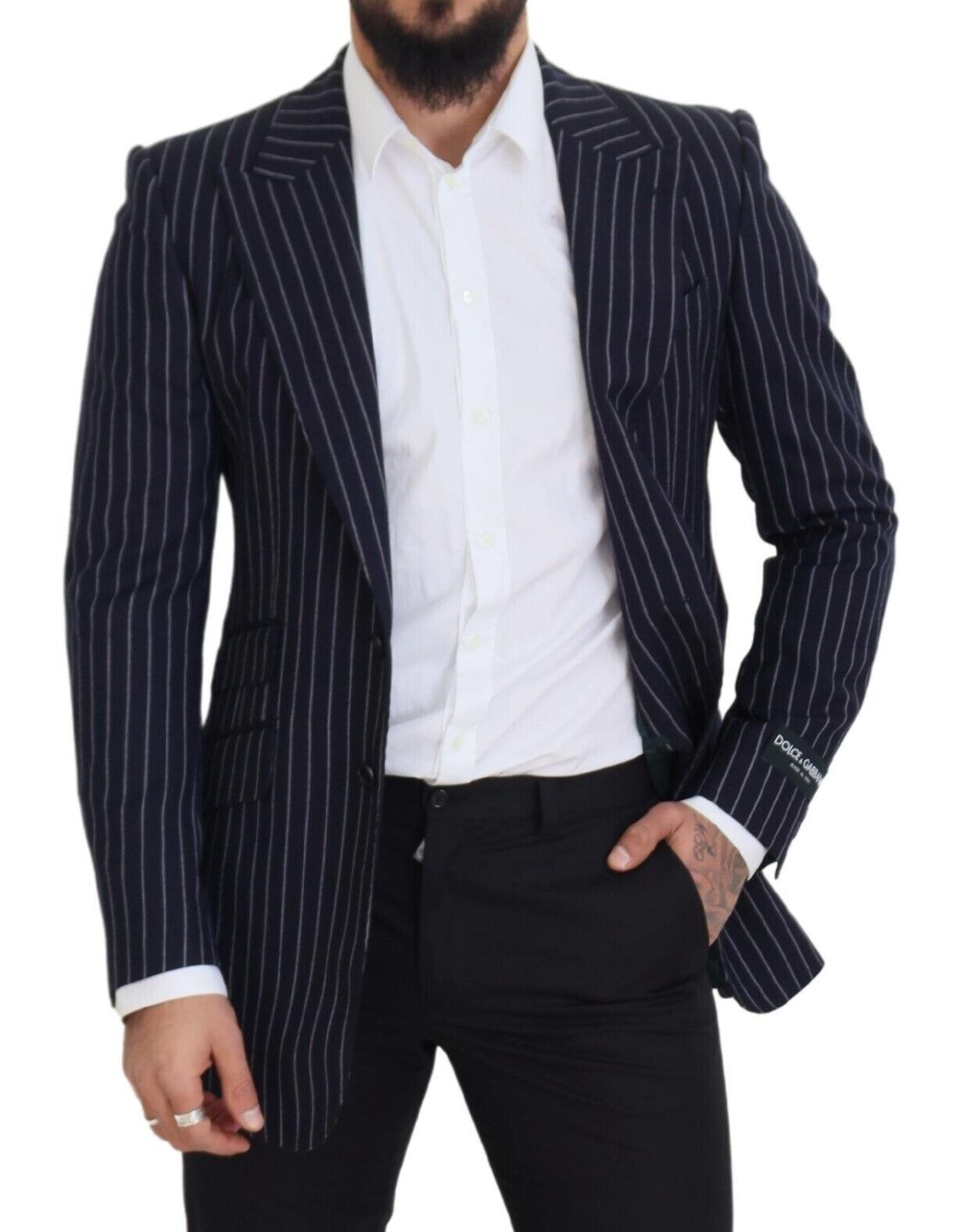 Eleganter, marineblauer Slim Fit Wollblazer