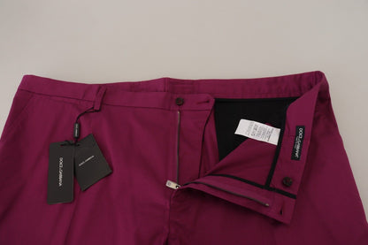 Elegante Magenta Baumwoll-Stretchhose