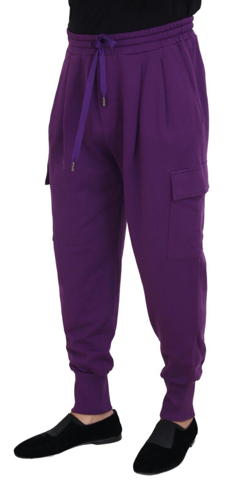 Elegante lila Cargo-Jogginghose aus Baumwolle