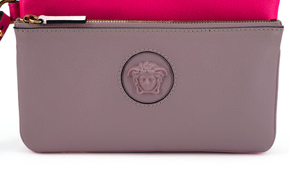 Elegante rosafarbene Clutch aus Leder