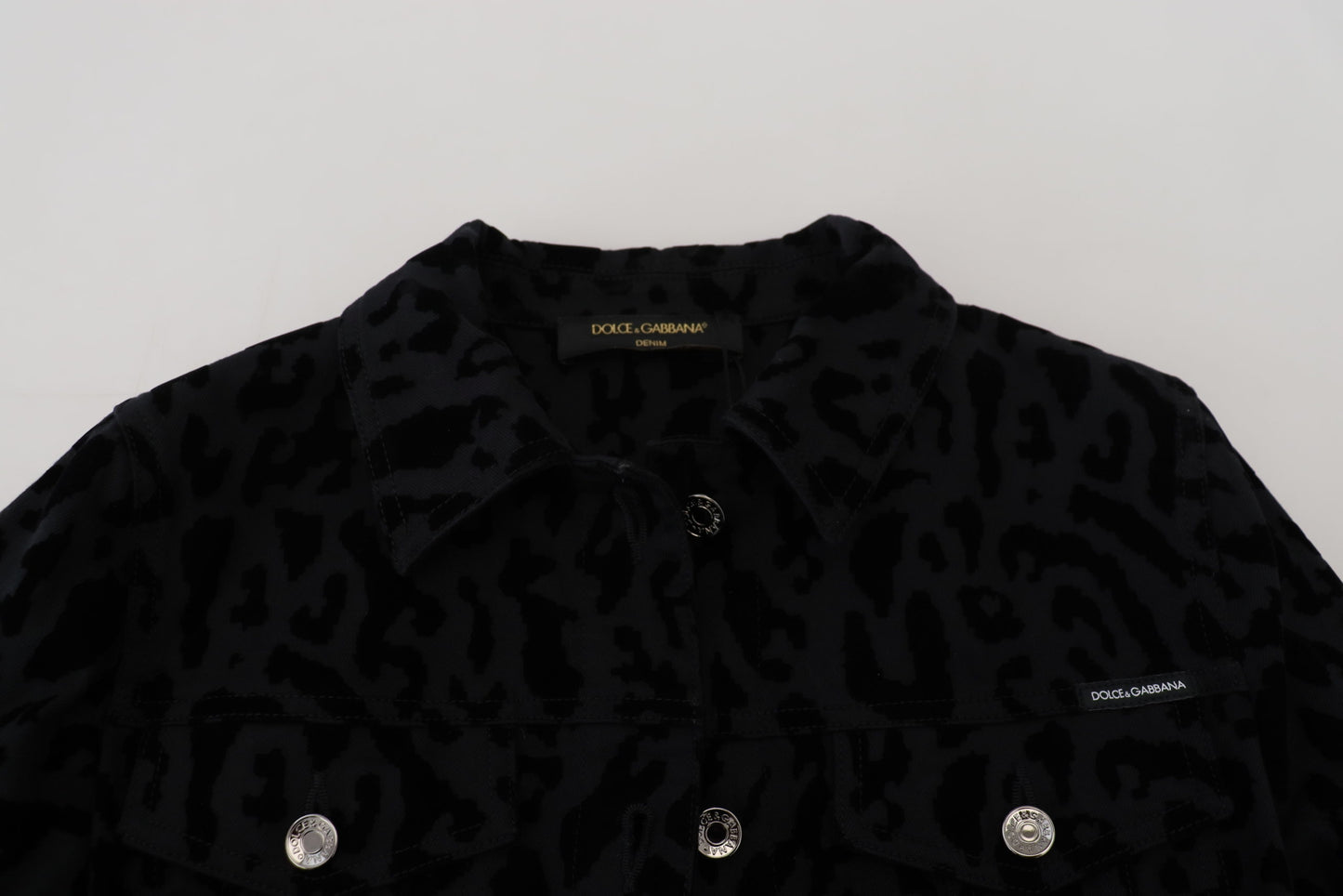 Chic Leopard Pattern Denim Jacket