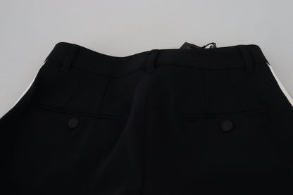 Elegante schwarze Hose aus Wolle und Seide