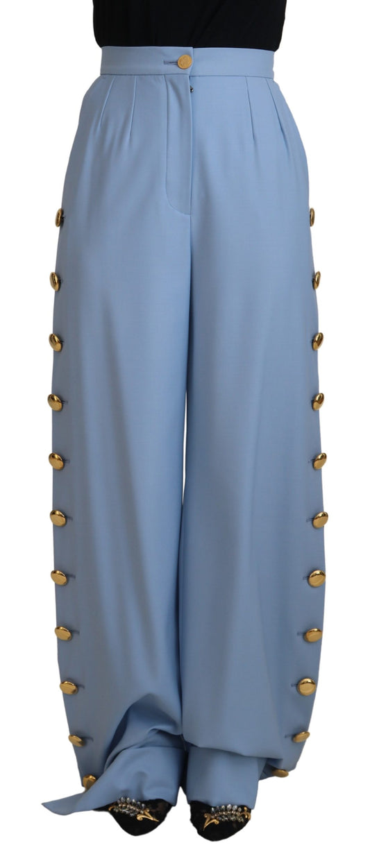 Elegante hellblaue Hose aus Woll-Seiden-Mix