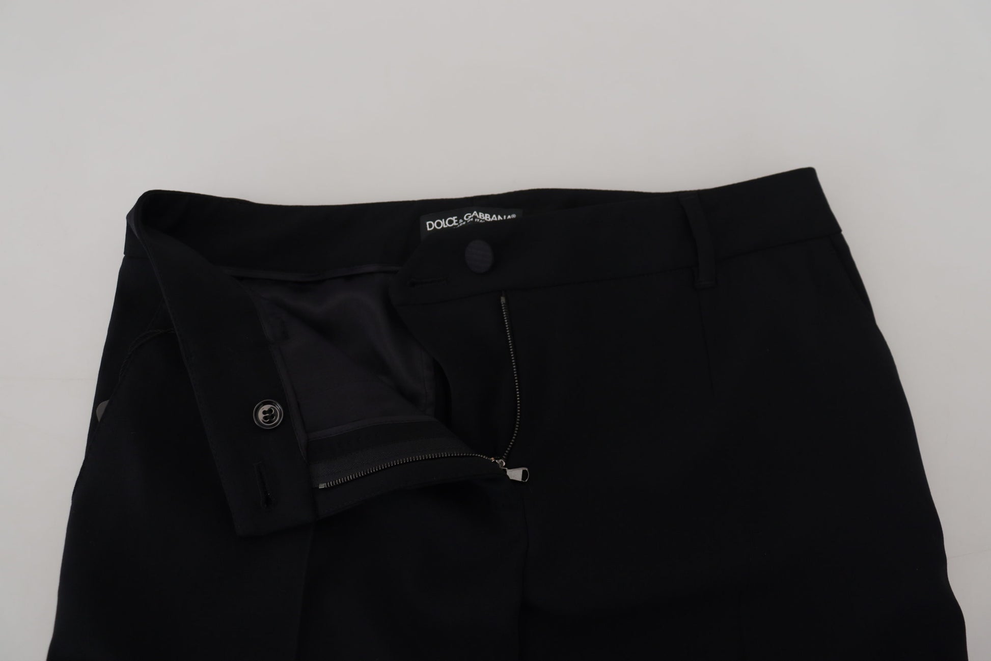 Elegant Black Wool-Silk Blend Trousers