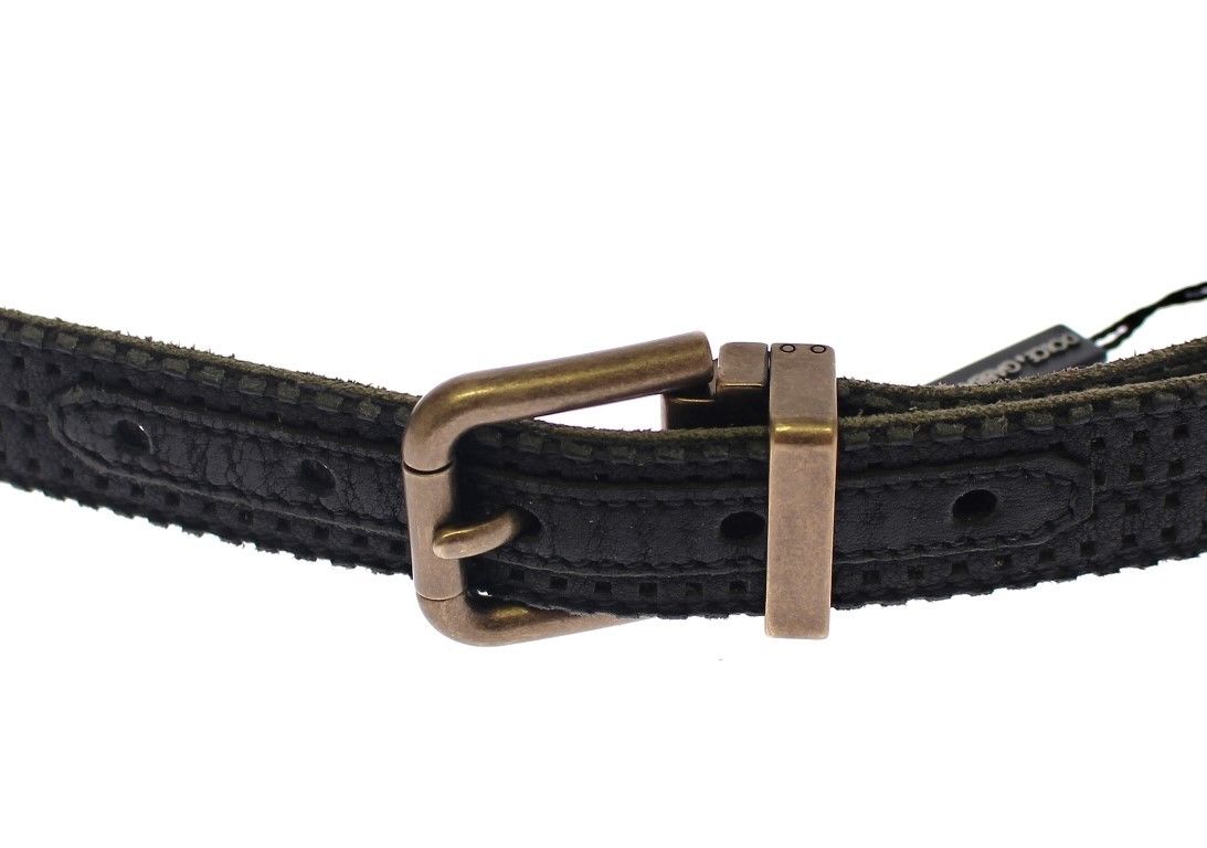 Elegant Blue Leather-Cotton Blend Men's Belt