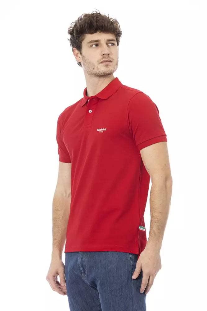 Red Cotton Men Polo Shirt