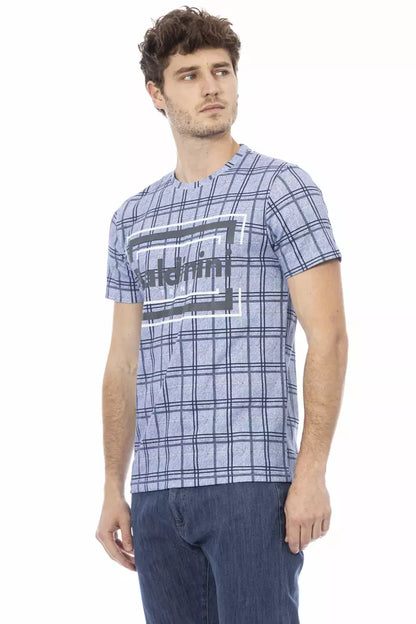 Light Blue Cotton Men T-Shirt