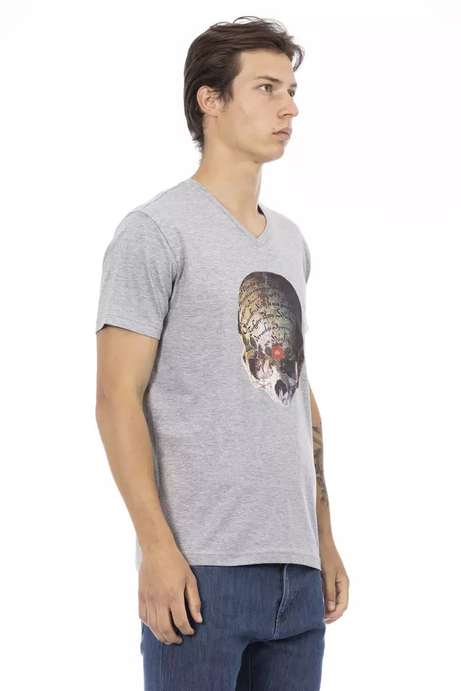 Gray Cotton Men T-Shirt