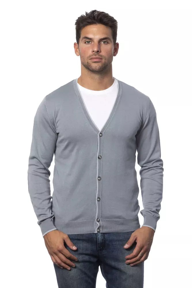 Graue Strickjacke aus Baumwolle für Herren