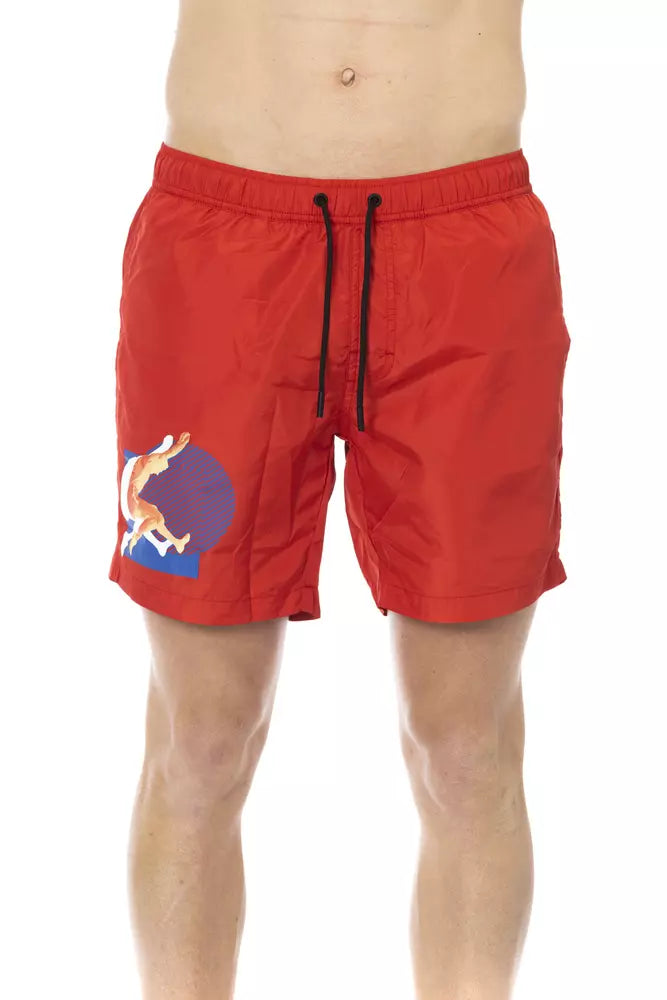 Rote Badeshorts aus Polyester für Herren