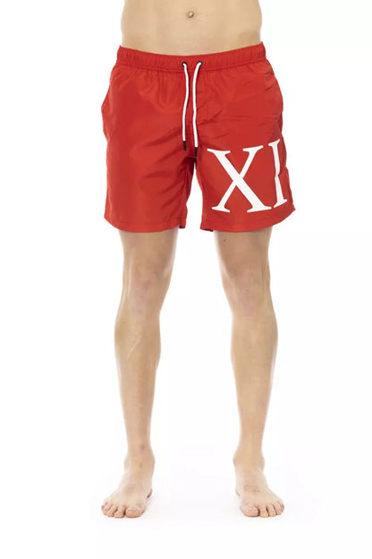 Rote Polyester Badeshorts für Herren