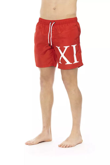 Rote Polyester Badeshorts für Herren