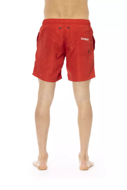 Rote Polyester Badeshorts für Herren