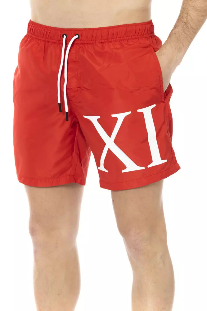 Rote Polyester Badeshorts für Herren