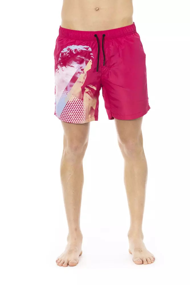 Fuchsia Polyester Herren Badeshorts