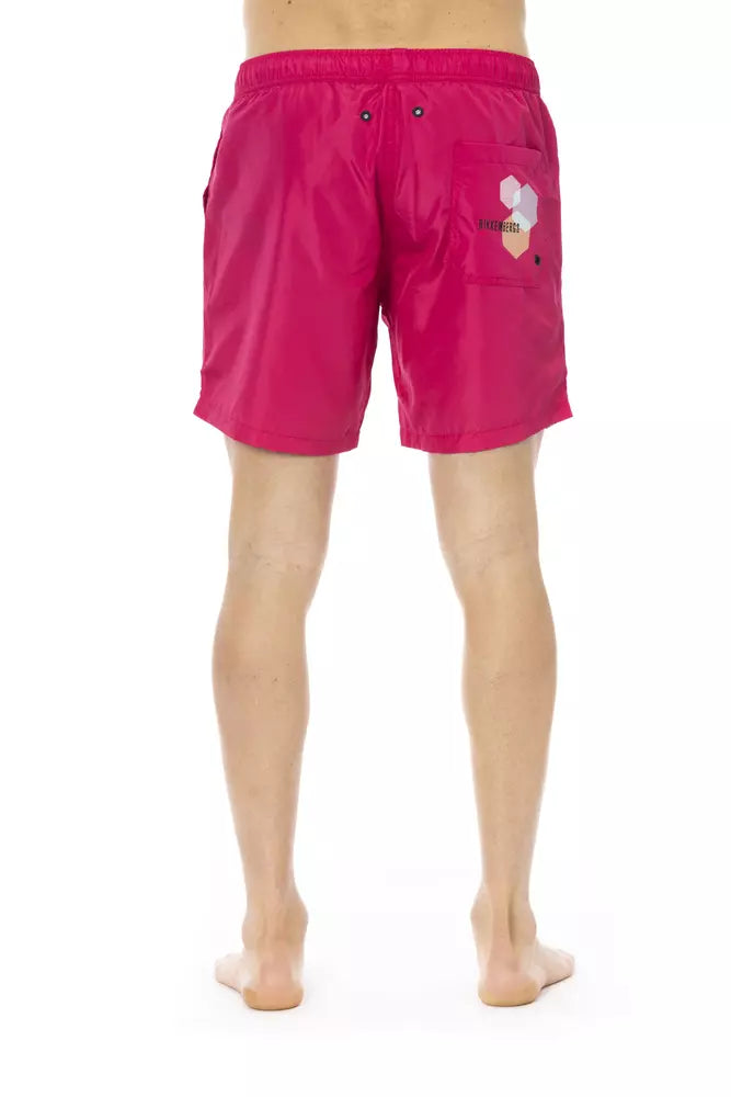 Fuchsia Polyester Herren Badeshorts