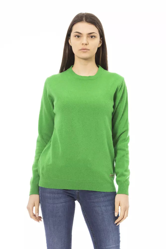 Grüner Wollpullover für Damen