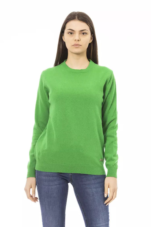 Grüner Wollpullover für Damen