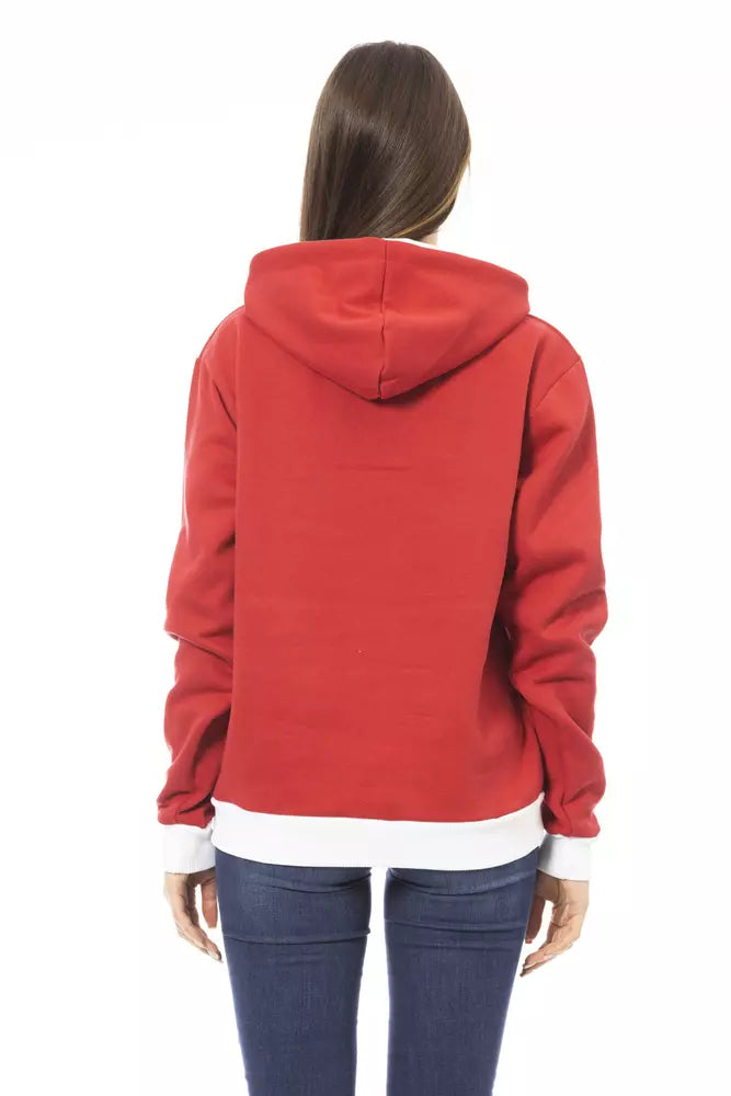 Roter Kapuzenpullover aus Baumwolle für Damen