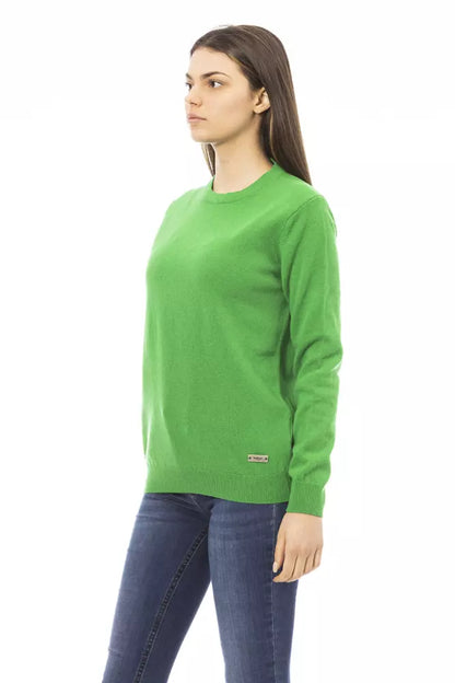 Grüner Wollpullover für Damen