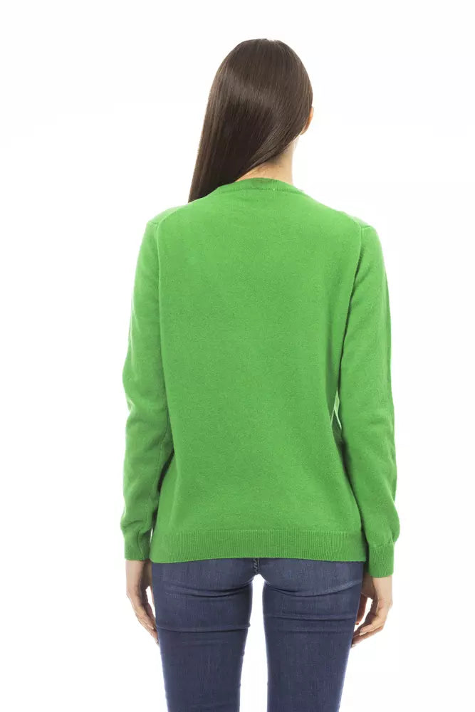 Grüner Wollpullover für Damen