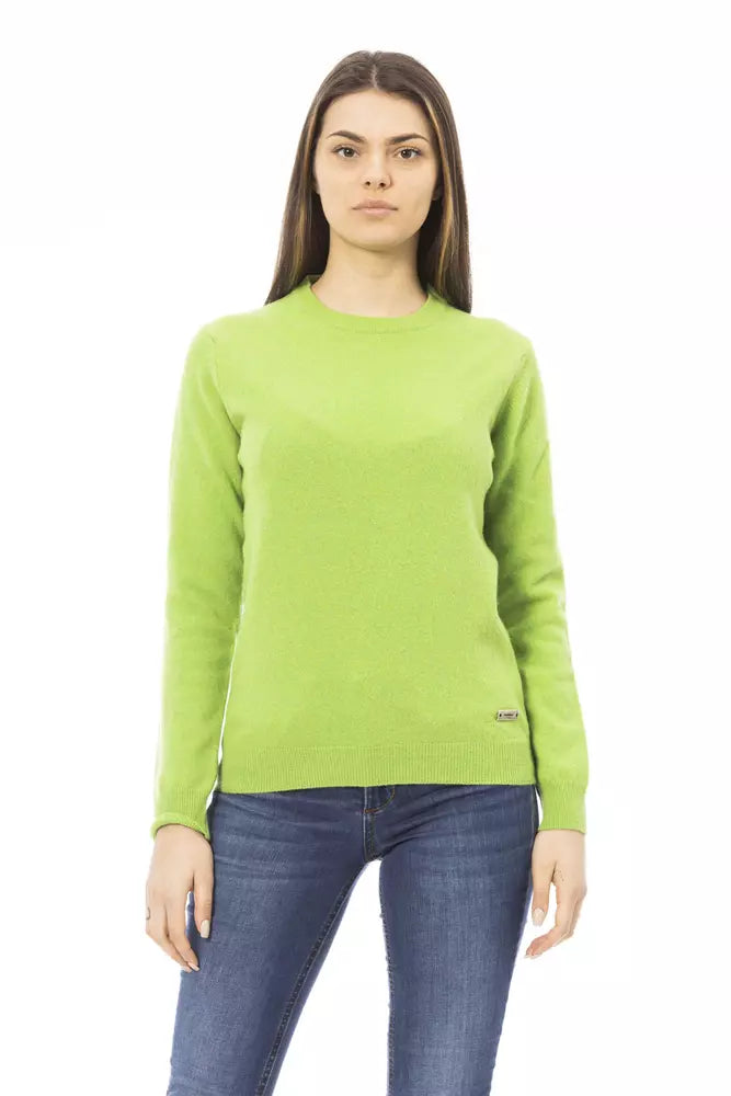 Grüner Wollpullover für Damen