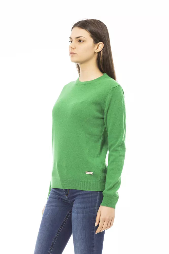 Grüner Wollpullover für Damen