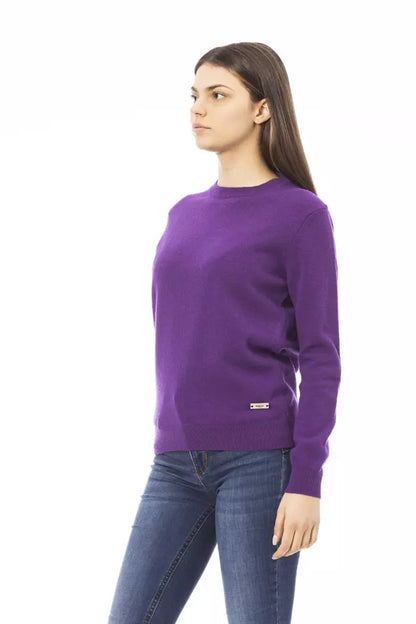 Lila Wollpullover für Damen