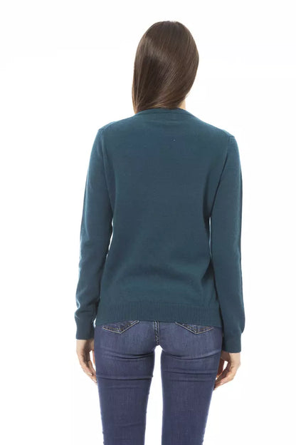 Grüner Wollpullover für Damen