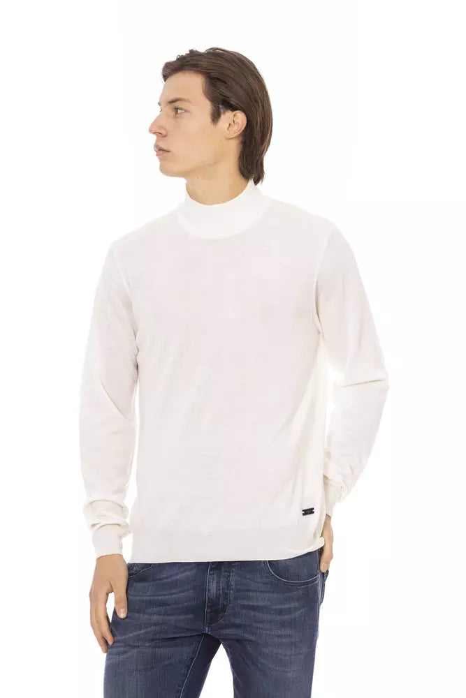 Weißer Stoff Herren Pullover