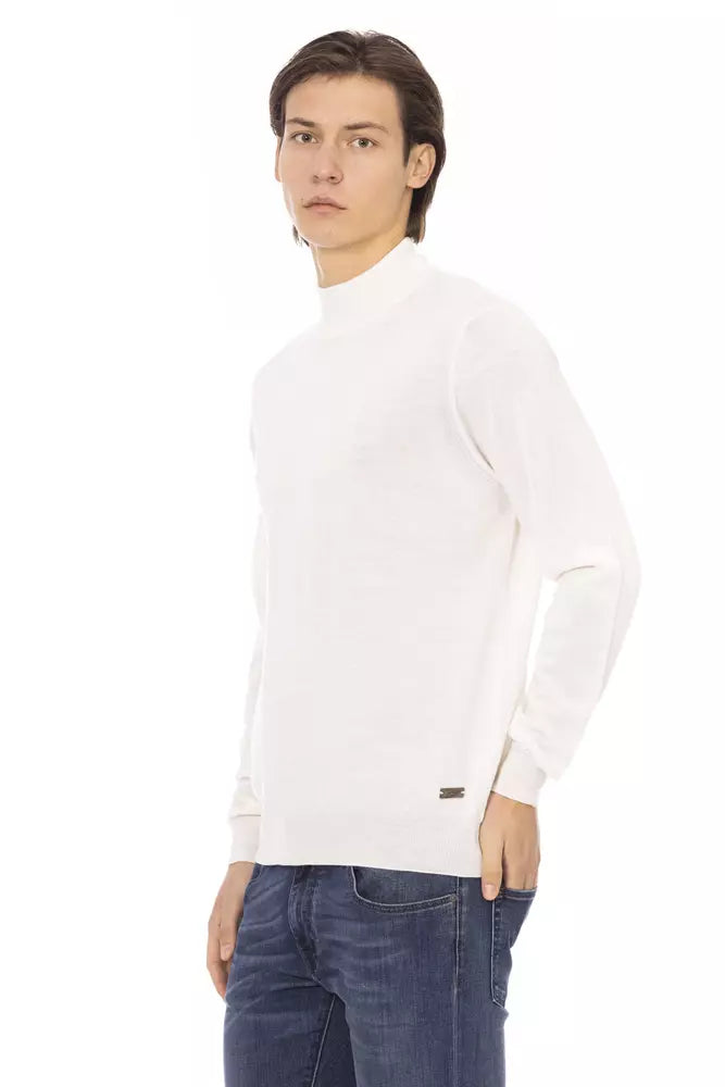 Weißer Stoff Herren Pullover