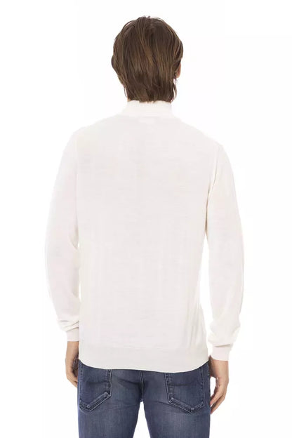 Weißer Stoff Herren Pullover