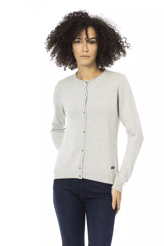 Grauer Wollpullover für Damen