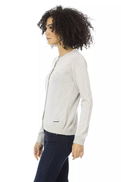 Grauer Wollpullover für Damen