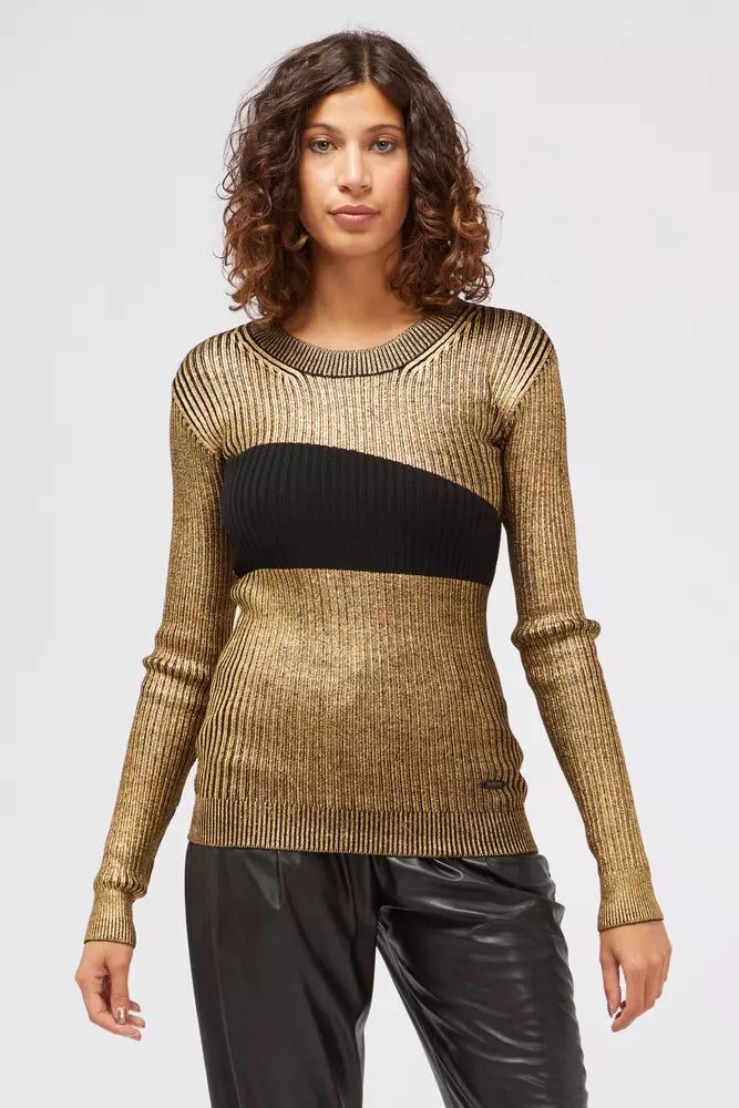 Goldfarbener Wollpullover für Damen