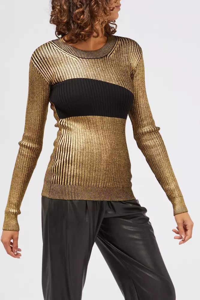 Goldfarbener Wollpullover für Damen