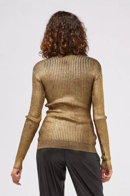 Goldfarbener Wollpullover für Damen